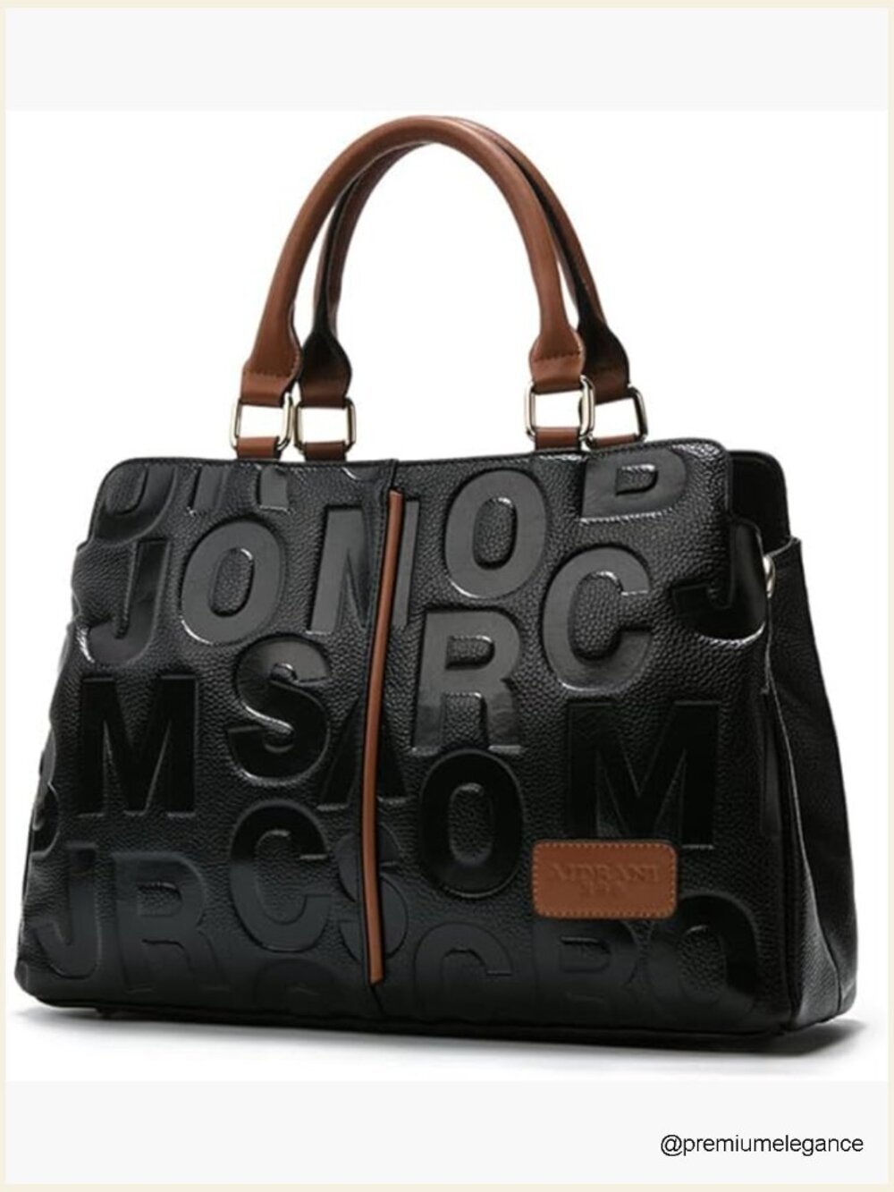 Large Capacity Genuine Leather Crossbody Bag Letter Shoulder Handbag